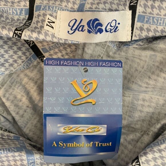 Ya Oi Medium FASHION Blue Gray Pajama Top V Neck Collar Button Front Long Sleeve - Picture 8 of 9